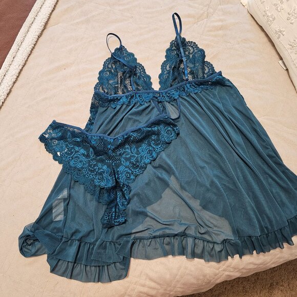 NWOT Babydoll Dress w Matching Panties (Green) - Picture 2 of 2